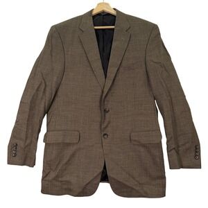 Jos A Bank Mens 42L Tailored Fit Blazer Traveler Collection Brown Wool Jacket